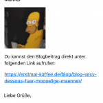 Beispiel E-Mail über neuen Blog Beitrag